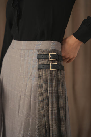 ceremony side buckle leather skirt