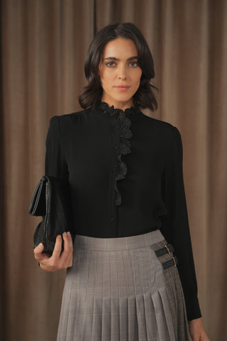 ceremony ruffle button down blouse