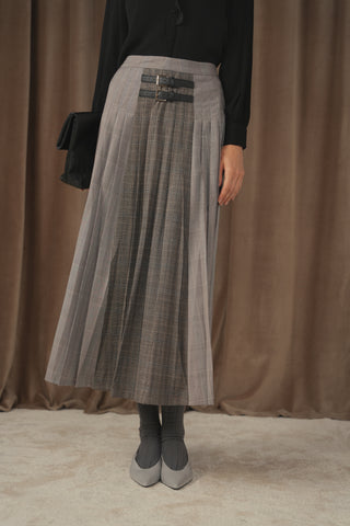 ceremony side buckle leather skirt