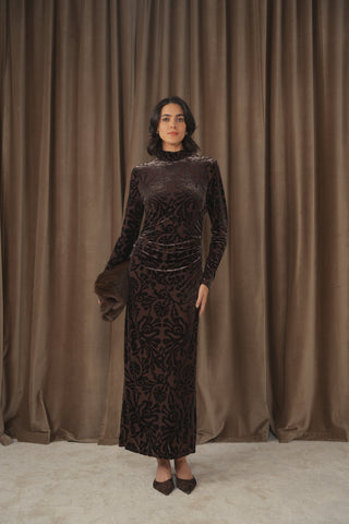 ceremony mockneck rouched dress