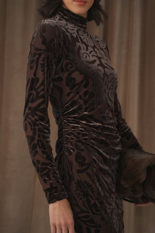 ceremony mockneck rouched dress