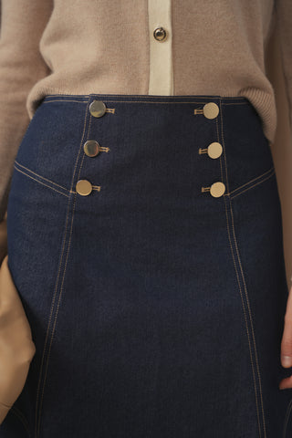 ceremony flare hem denim skirt
