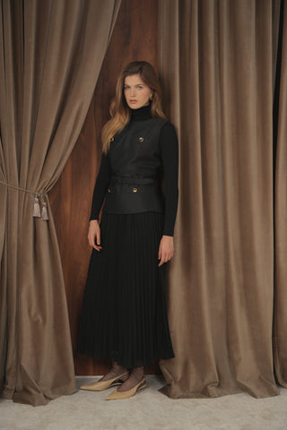 ceremony sleeveless twofer pleated dress
