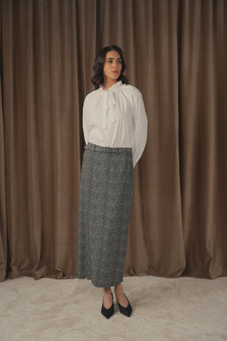ceremony belted jacquard straight skirt