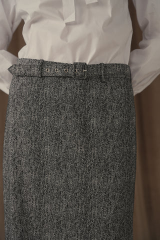 ceremony belted jacquard straight skirt