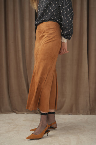 ceremony godet suede skirt