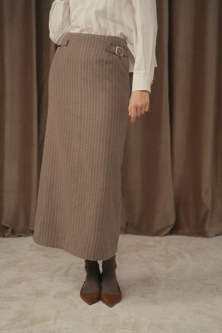 ceremony striped straight buckle skirt