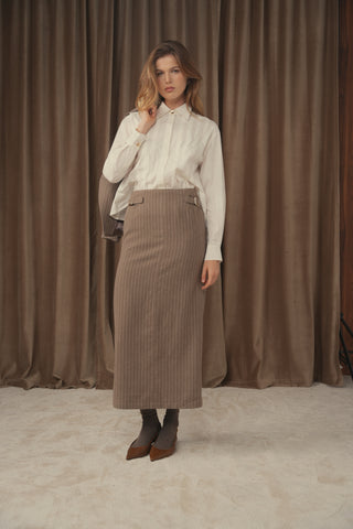 ceremony striped straight buckle skirt