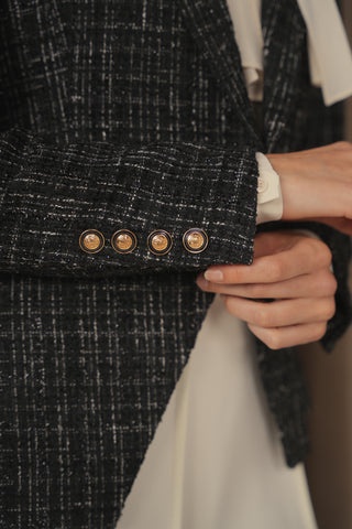 ceremony tweed double breasted blazer
