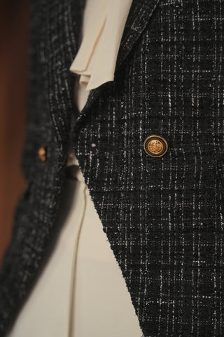 ceremony tweed double breasted blazer