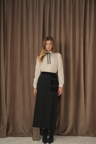 ceremony neck tie button down blouse