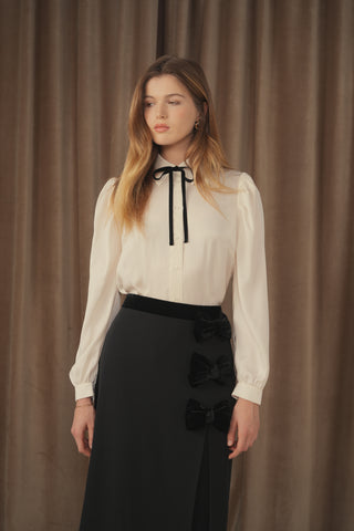 ceremony neck tie button down blouse