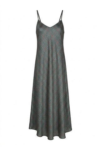 point satin a-line slip dress
