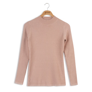 Point cable knit mock