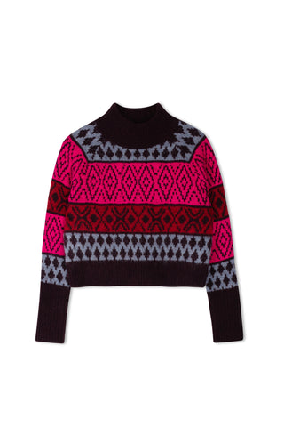 KM Multi Fairisle Stripe Turtleneck Sweater