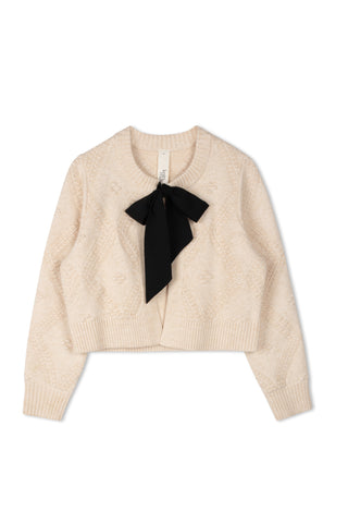 KM Bow Cropped Sweater Jacket