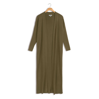 Point rib knit maxi cardigan