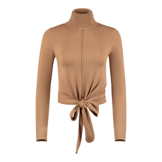 Point knit wrap turtleneck