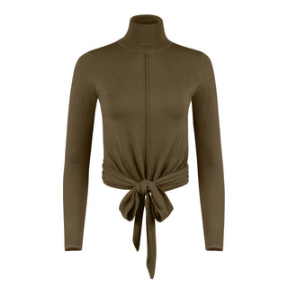 Point knit wrap turtleneck