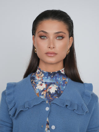 Point Fine Knit Ruffle Cardi