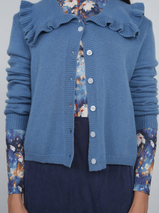 Point Fine Knit Ruffle Cardi