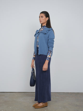 Point Fine Knit Ruffle Cardi