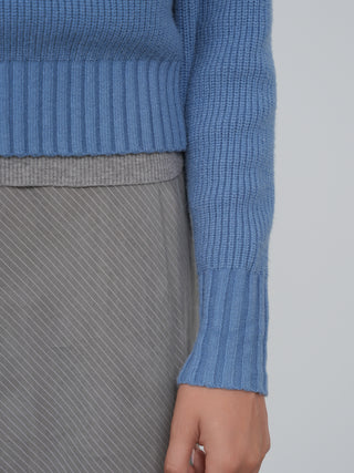 Point Chunky Knit Crew Sweater