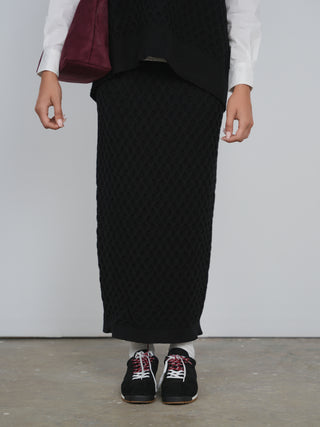 Point Straight Knit Maxi Skirt
