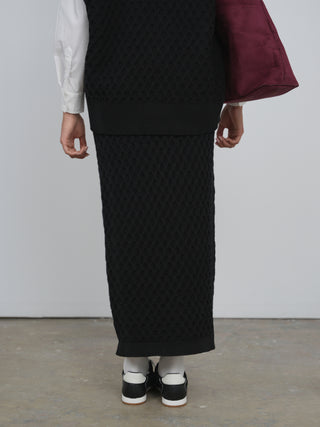 Point Straight Knit Maxi Skirt