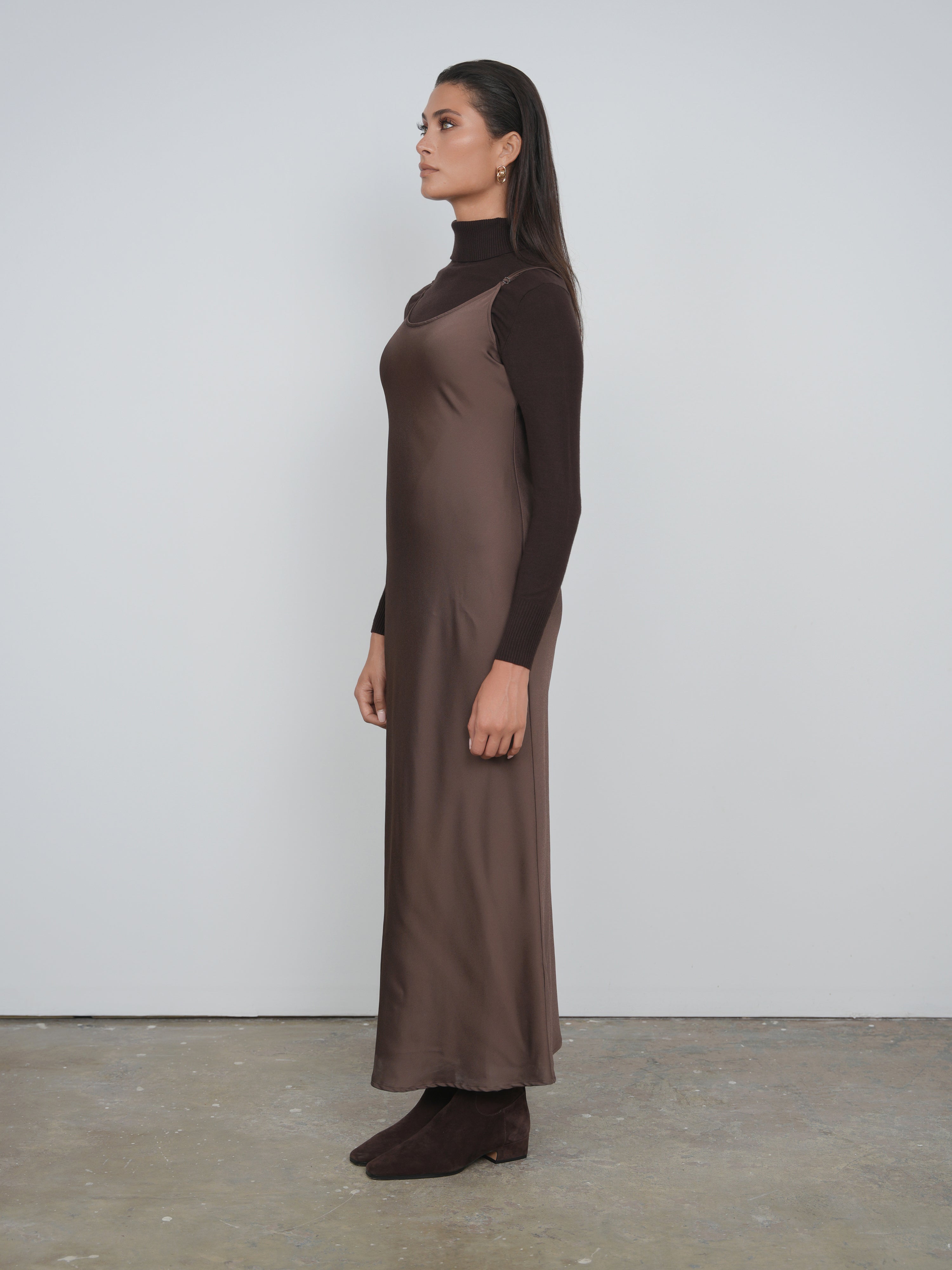 Point Satin Straight Slip Dress The Gallery Collection Point Satin Straight Slip Dress The Gallery Collection