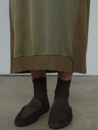 Point Mixed Satin Maxi Dress