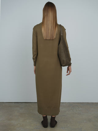 Point Mixed Satin Maxi Dress