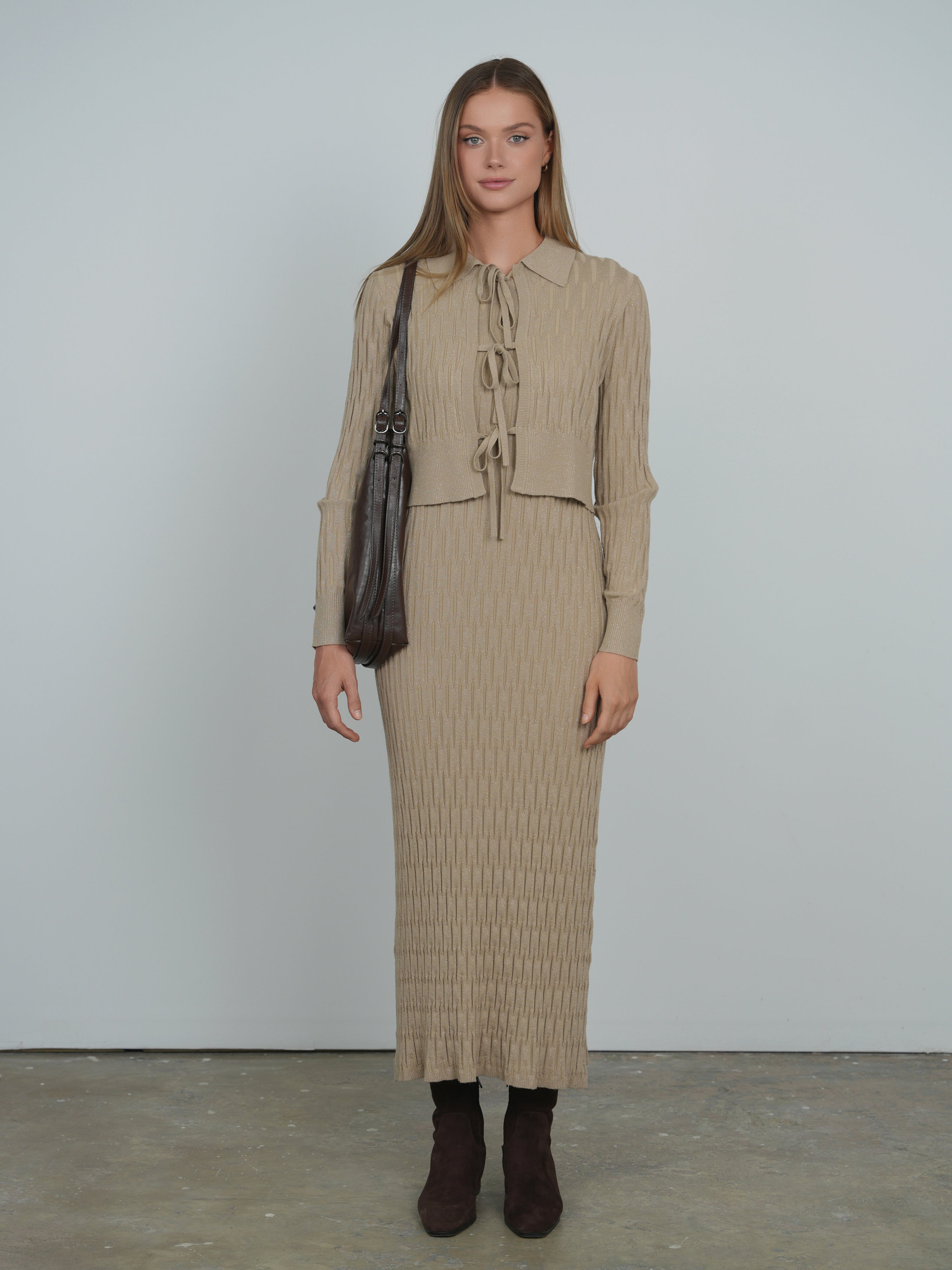 Point Metallic Knit Dress The Gallery Collection Point Metallic Knit Dress The Gallery Collection