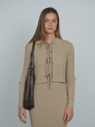 Point Metallic Knit Bow Cardi