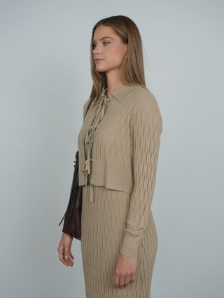 Point Metallic Knit Bow Cardi