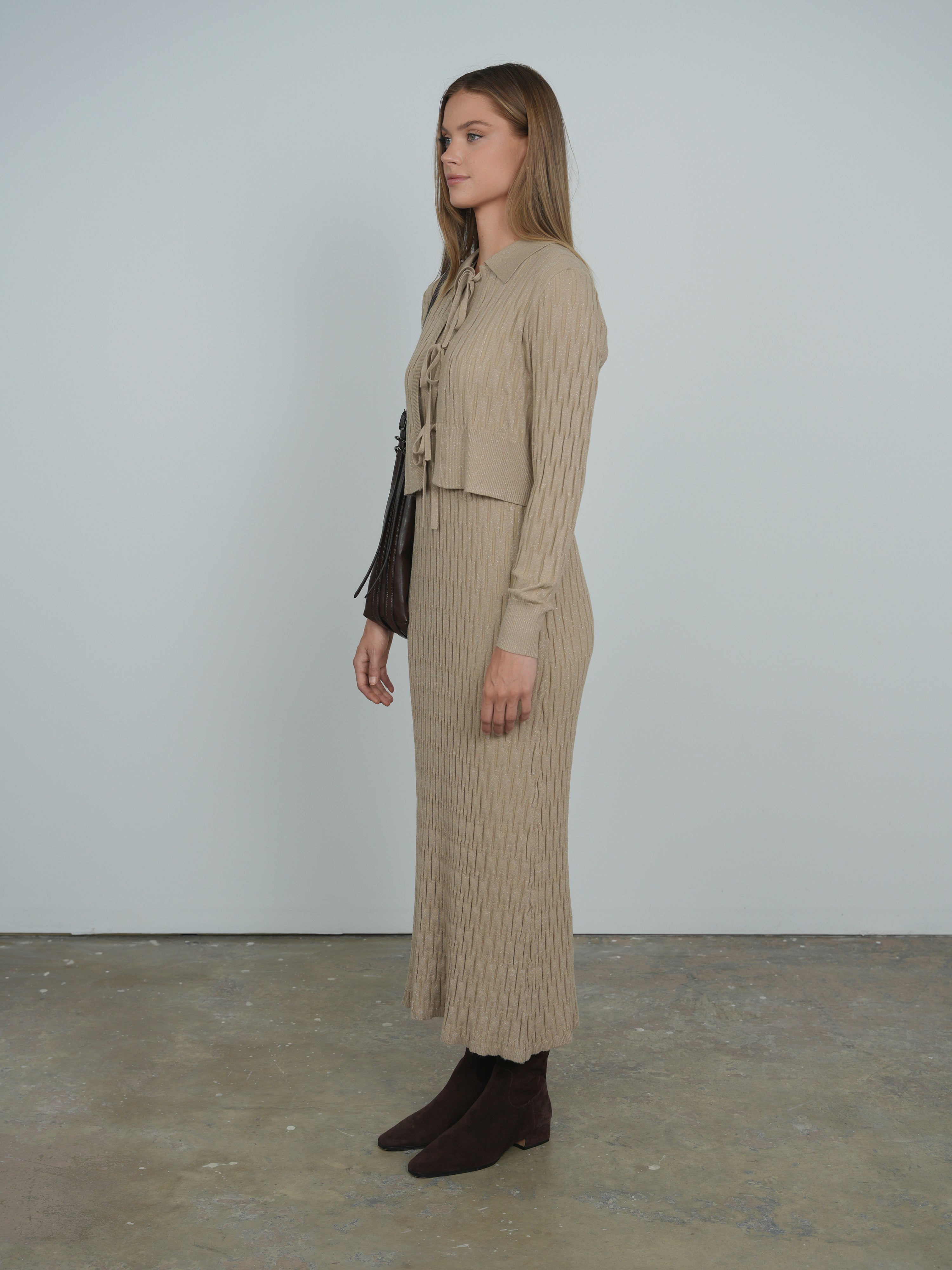 metallic knit dress Point Metallic Knit Dress – The Gallery Collection
