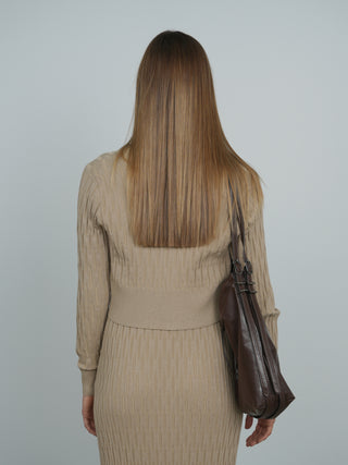 Point Metallic Knit Bow Cardi