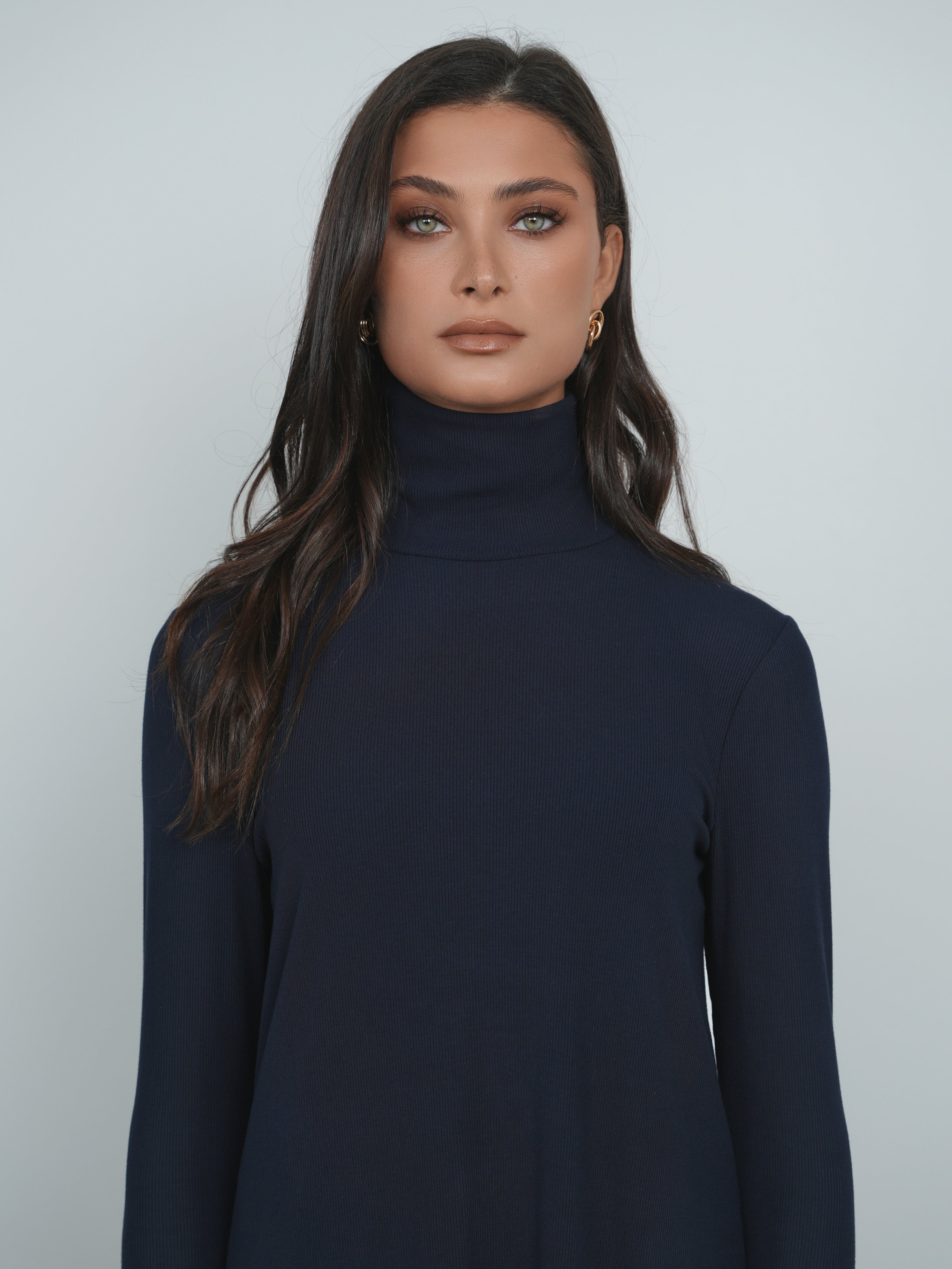 Point A-line Turtleneck Dress The Gallery Collection Point A-line Turtleneck Dress The Gallery Collection