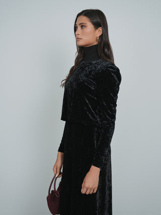 Point Velvet Puff Sleeve Cardigan