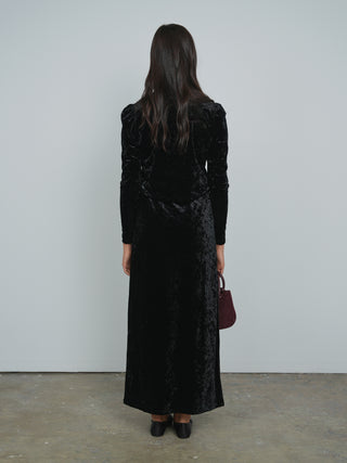 Point Velvet Puff Sleeve Cardigan