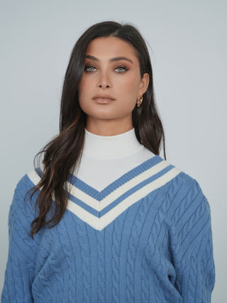 Point Chunky Knit Varsity Sweater