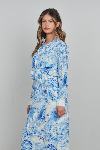 POINT GEORGETTE BUTTON UP BLOUSE