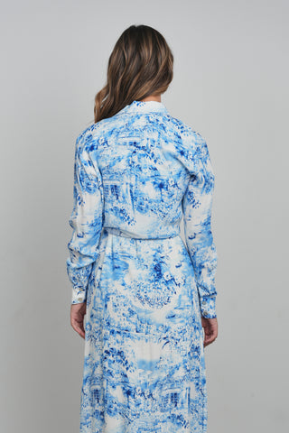 POINT GEORGETTE BUTTON UP BLOUSE