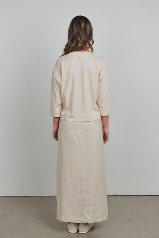 POINT LINEN COLUMN SKIRT