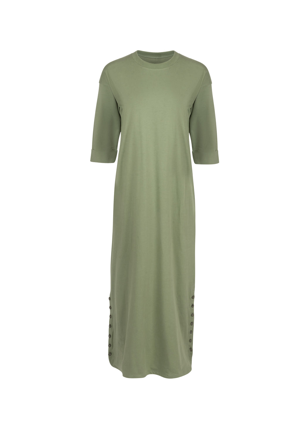 long sleeve cotton t shirt dress Point 3/4 Maxi this dress offers a Tutorial on How to Style:SLLD9691 Color:Smokey