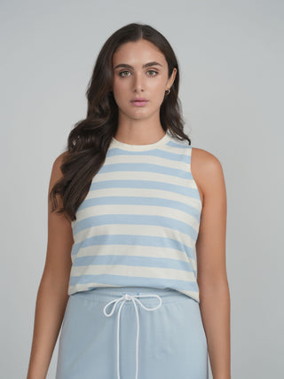 POINT STRIPE COTTON TANK