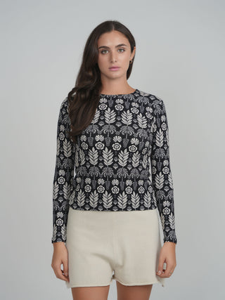 POINT PRINTED JERSEY CREW