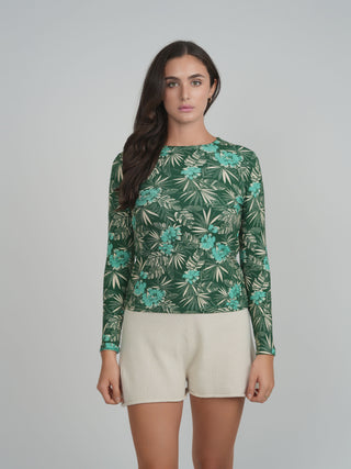 POINT PRINTED JERSEY CREW