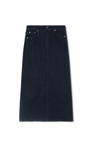 Hd Paneled Aline Denim Skirt - Indigo