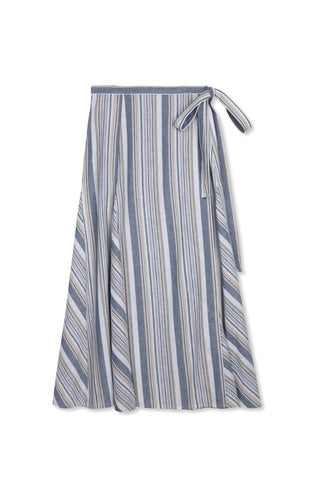 Ofd Striped Godet Wrap Skirt